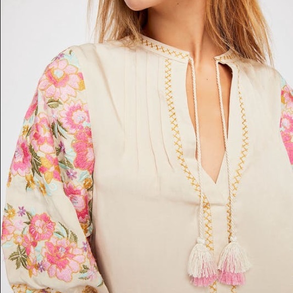 Embroidered Linen Tunic DRESS Floral Cleo NEW - Picture 2 of 8